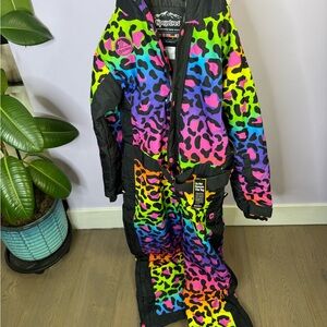Tipsy Elves 90's Style Rainbow Leopard Snow Suit NWT